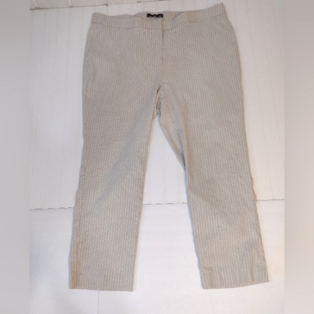 Amanda + Chelsea women's striped cream stretchy pants size (22)W